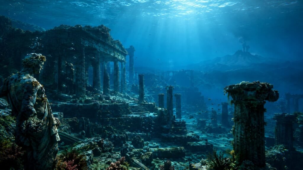 समुद्राखाली गडप झालेल्या Atlantis शहराची ऐतिहासिक mystery illustration