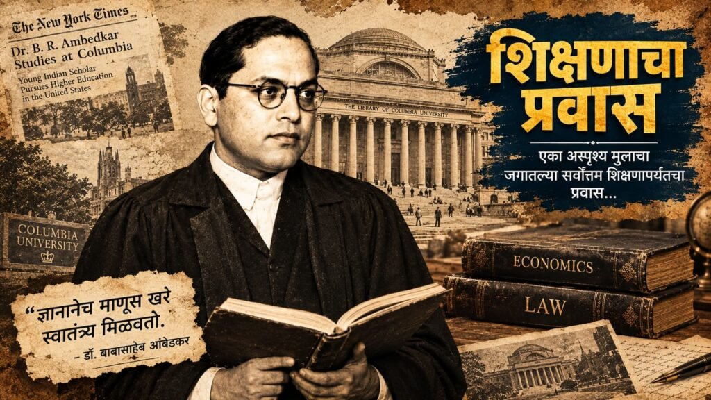 डॉ. बाबासाहेब आंबेडकर यांच्या शिक्षणाचा प्रवास आणि Columbia University शी संबंधित historical visual