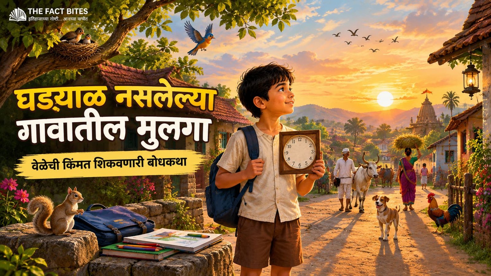 घड्याळ नसलेल्या गावातील मुलाची वेळेची किंमत शिकवणारी बोधकथा