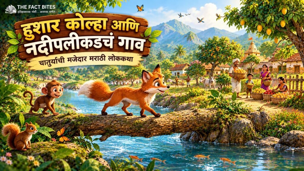 हुशार कोल्हा आणि नदीपलीकडच्या गावाची मराठी लोककथा