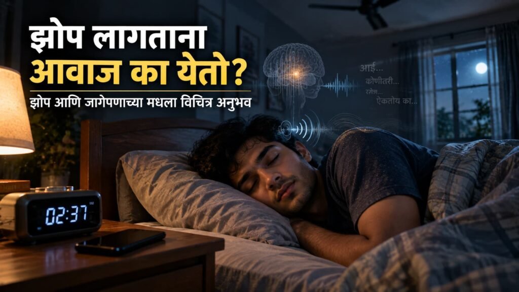 झोप लागताना आवाज ऐकू येण्याचा hypnagogic experience दर्शवणारे वास्तववादी दृश्य
