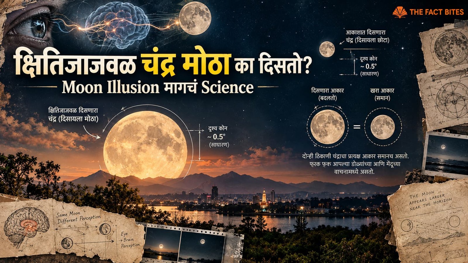 क्षितिजाजवळ चंद्र आपल्याला मोठा का दिसतो