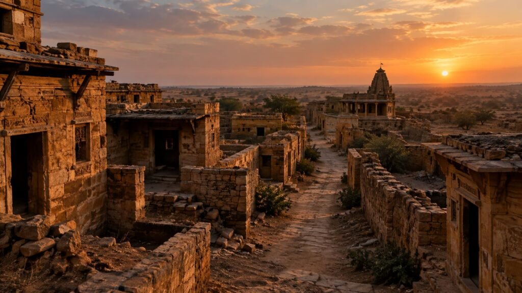राजस्थानमधील ओसाड Kuldhara गावाचं रहस्यमय दृश्य. Top 5 Unsolved Historical Mysteries