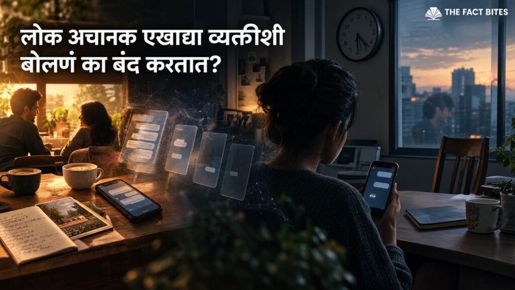 लोक अचानक बोलणं का बंद करतात हे दाखवणारी Ghosting आणि Relationship Psychology ची cinematic प्रतिमा