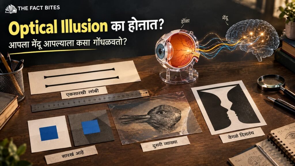 Optical Illusion का होतात आणि मेंदू दृश्य माहितीचा अर्थ कसा लावतो हे दाखवणारी वैज्ञानिक प्रतिमा