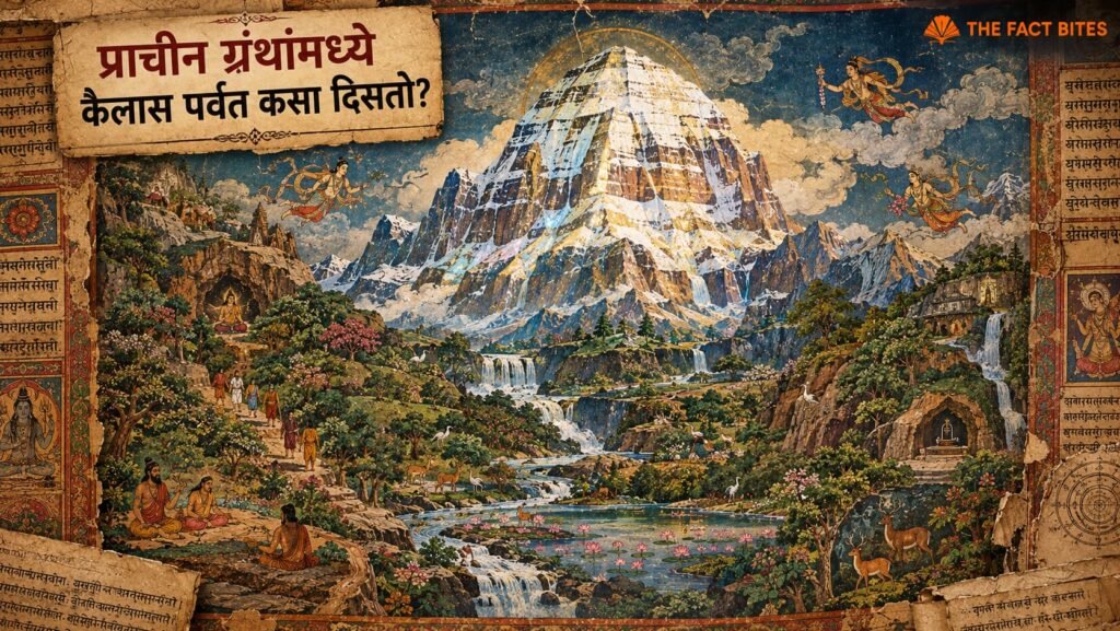 प्राचीन भारतीय ग्रंथांतील वर्णनावर आधारित कैलास पर्वताची ऐतिहासिक दृश्यरचना
