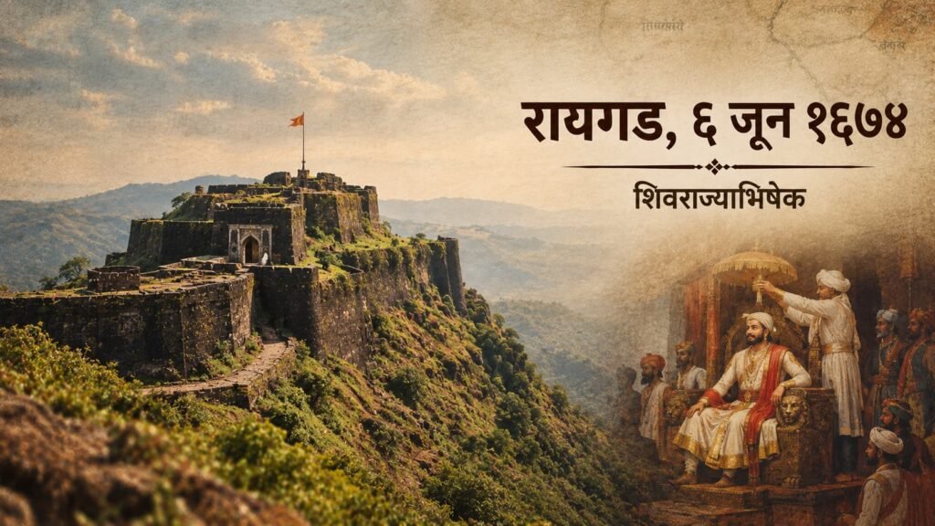 रायगड आणि १६७४ मधील शिवाजी महाराजांच्या राज्याभिषेकाचे ऐतिहासिक चित्र
