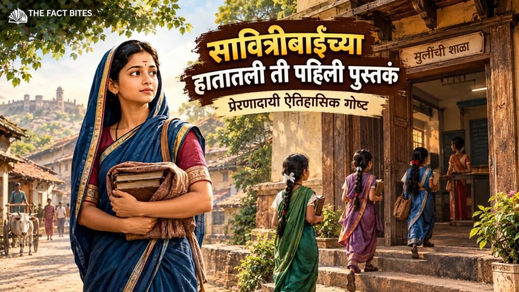 सावित्रीबाई फुले मुलींच्या शिक्षणासाठी जात असतानाची प्रेरणादायी ऐतिहासिक प्रतिमा: सावित्रीबाईंच्या हातातली ती पहिली पुस्तकं