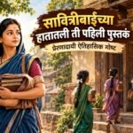 सावित्रीबाई फुले मुलींच्या शिक्षणासाठी जात असतानाची प्रेरणादायी ऐतिहासिक प्रतिमा: सावित्रीबाईंच्या हातातली ती पहिली पुस्तकं