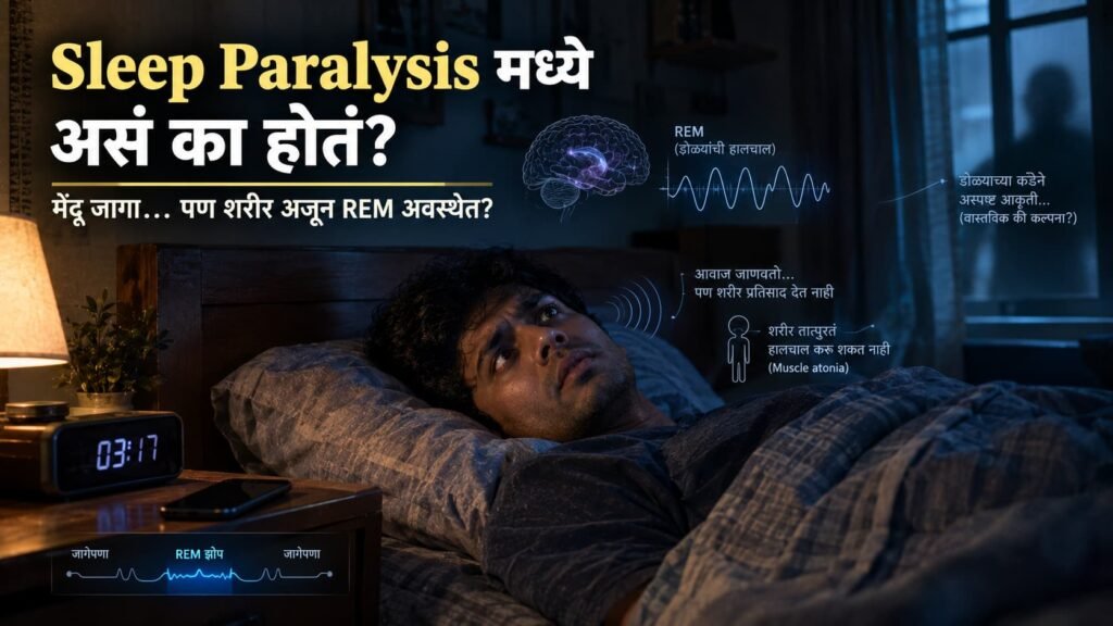 Sleep Paralysis मध्ये झोप आणि जागेपणाच्या transition दरम्यान आवाज व शरीर हलवता न येण्याचा अनुभव