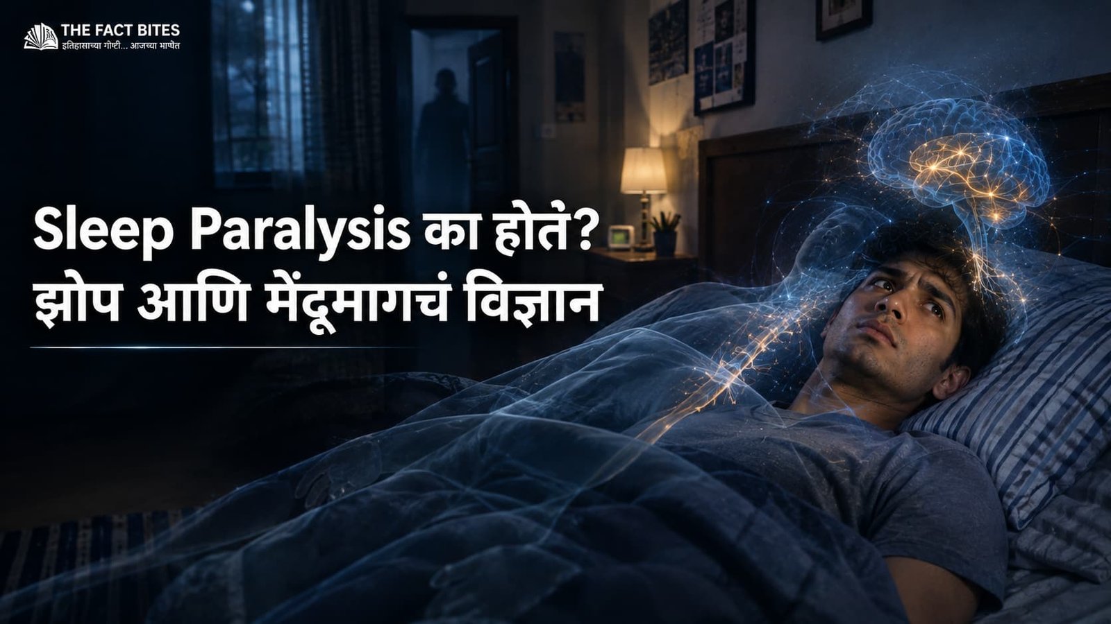 Sleep Paralysis मध्ये जागेपणी शरीर का हलत नाही हे दाखवणारी वैज्ञानिक प्रतिमा